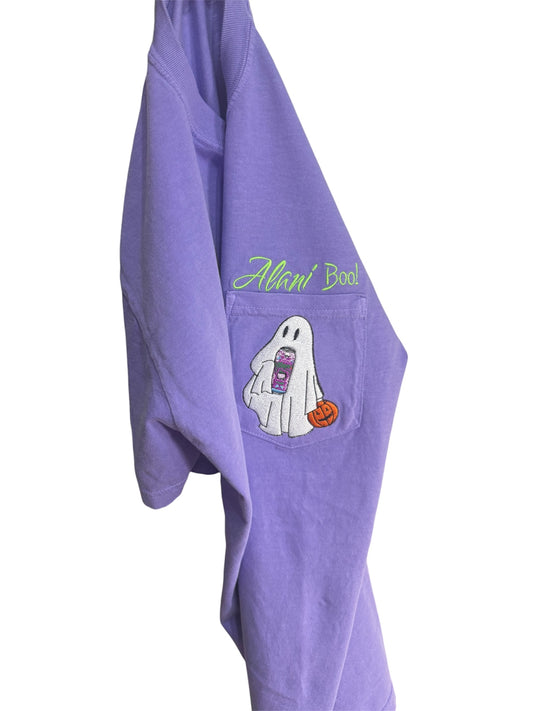 “Alani Boo” Witches Brew embroidered pocket tshirt