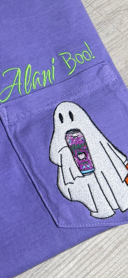 “Alani Boo” Witches Brew embroidered pocket tshirt